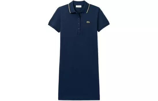 Платье с короткими рукавами женское темно-синее Lacoste