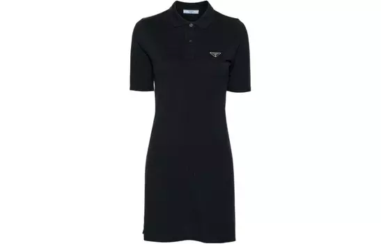 Платье с короткими рукавами женское темно-синее Prada