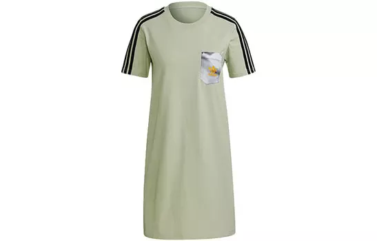 Платье с короткими рукавами женское зеленое Adidas Originals