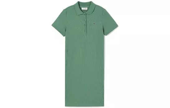Платье с короткими рукавами женское зеленое Lacoste