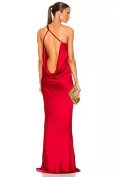 Платье с косой окантовкой на одно плечо Norma Kamali, цвет Tiger Red