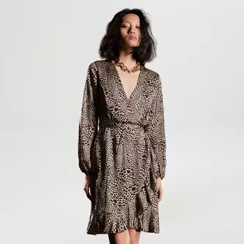 Платье с крестообразным сердечком и животным принтом S&J Weekends, коричневый