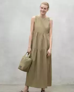 Платье с круглым вырезом и боковыми карманами Ecoalf, цвет Caqui