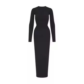 Платье с круглым вырезом и длинными рукавами SKIMS Fits Everybody, цвет Onyx