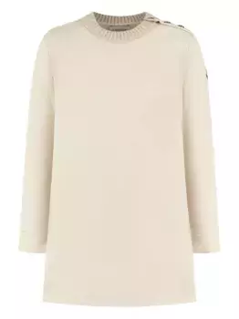 Платье с круглым вырезом и пуговицами Moncler Enfant, нейтральный