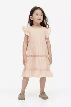 Платье с кружевной отделкой и воланами H&M