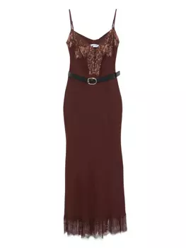 Платье с кружевной отделкой Self-Portrait, коричневый