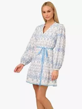 Платье с кружевным воланом adrianna by eyelet по низу Adrianna Papell, цвет Light Blue/Ivory