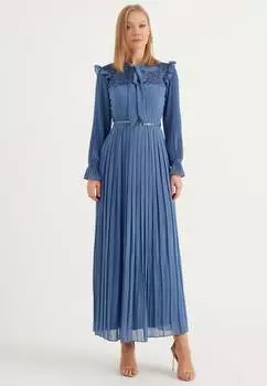 Платье с кружевными деталями и поясом Herita, синий