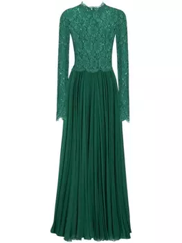 Платье с кружевными вставками Dolce & Gabbana, зеленый