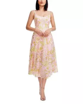 Платье с кружевом и пайетками Uma Dress the Population, розовый