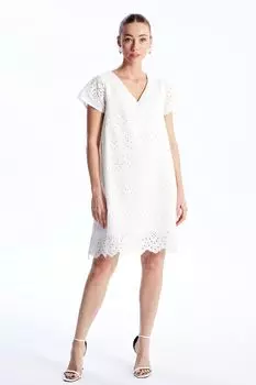 Платье с кружевом и вышивкой Lc Waikiki, белый