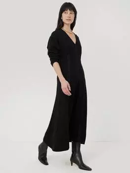 Платье с крыльями летучей мыши контрастной строчки Jigsaw, черный