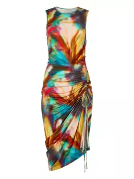 Платье с кулиской и абстрактным принтом Marie Oliver, синий