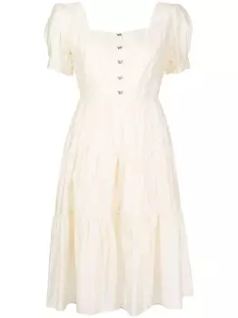 Платье с квадратным вырезом и объемными рукавами tout a coup, белый