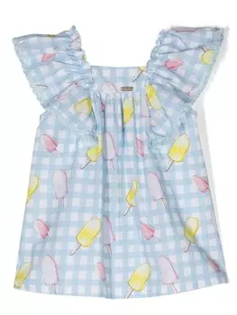 Платье с квадратным вырезом и принтом Patachou, синий