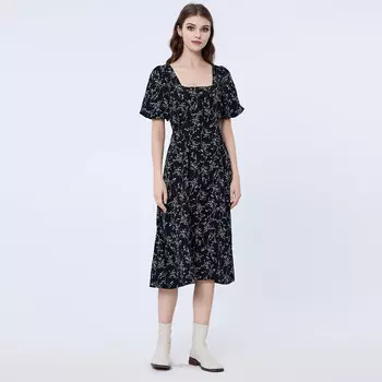 Платье с квадратным вырезом и принтом свободы S&J Weekends, черный