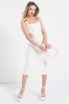 Платье с квадратным вырезом и воздушными вставками Versace Jeans Couture, белый