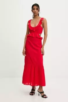 Платье с льняной тканью Answear.Lab, красный
