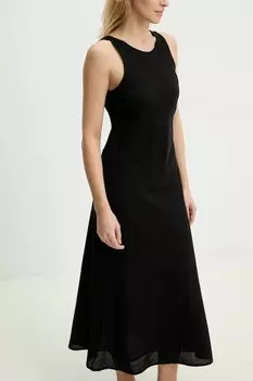 Платье с льняной тканью Answear.Lab, черный