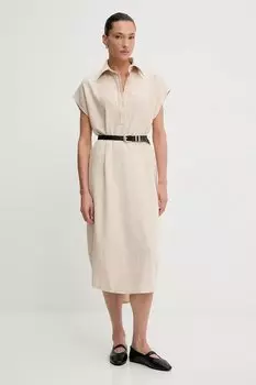Платье с льняной тканью Answear.Lab, бежевый