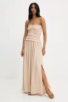 Платье с льняной тканью Answear.Lab, коричневый