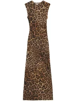 Платье с леопардовым принтом Stella McCartney, нейтральный цвет