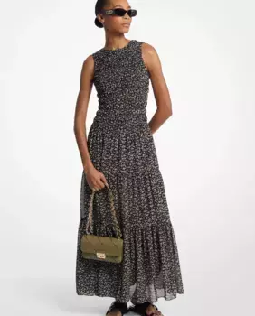 Платье с лифом со сборками и юбкой макси Michael Michael Kors, зеленый