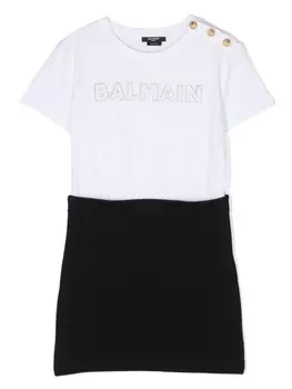 Платье с логотипом Balmain Kids, белый