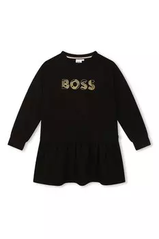 Платье с логотипом Boss Kidswear, черный