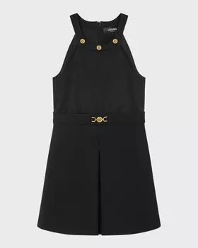 Платье с лямкой из кади для девочек, размеры 8–14 Versace, цвет Black