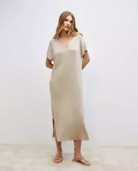 Платье с люрексом с короткими рукавами Woman El Corte Ingls, золотой