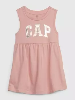 Платье с металлическим логотипом Gap, розовый