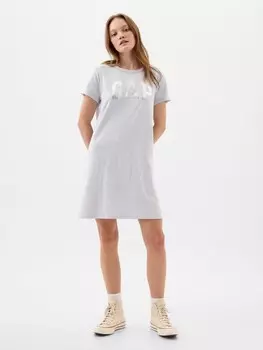 Платье с металлическим логотипом Gap, серый