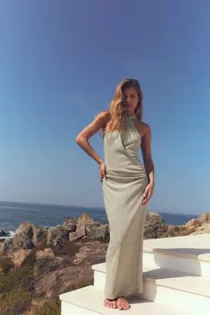 Платье с металлической нитью ZARA, золотой