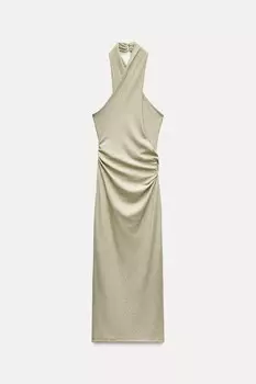 Платье с металлической нитью ZARA, золотой