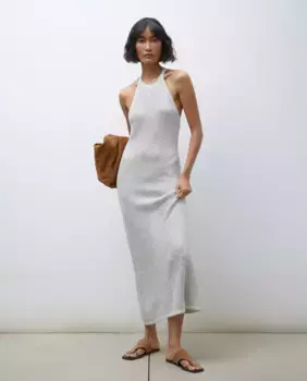 Платье с металлизированным вырезом халтер Tintoretto, цвет Plata vieja