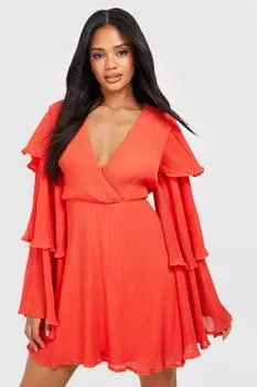 Платье с многослойными рукавами Boohoo, оранжевый