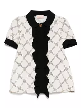 Платье с монограммным узором Elisabetta Franchi La Mia Bambina, нейтральный