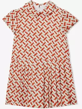 Платье с монограммой Burberry Kids, красный