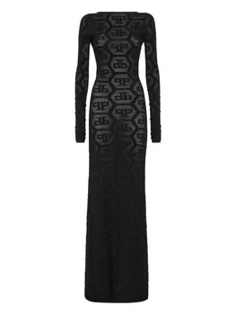 Платье с монограммой Philipp Plein, черный