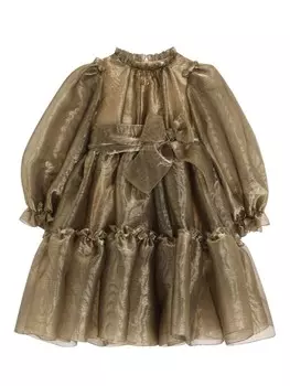 Платье с муаровым эффектом Dolce & Gabbana Kids, золотой