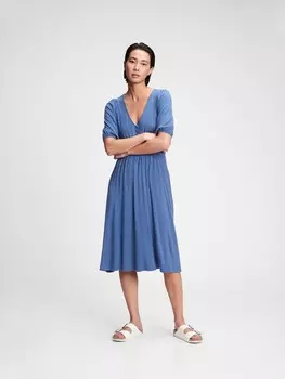 Платье с объемными рукавами Gap, синий