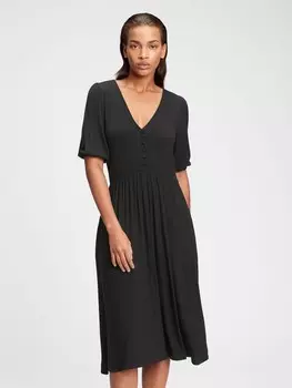 Платье с объемными рукавами Gap, черный