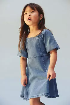 Платье с объемными рукавами H&M, синий
