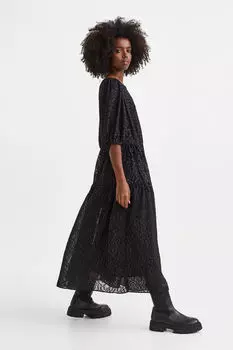 Платье с объемными рукавами H&M, черный