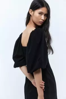 Платье с объемными рукавами H&M, черный