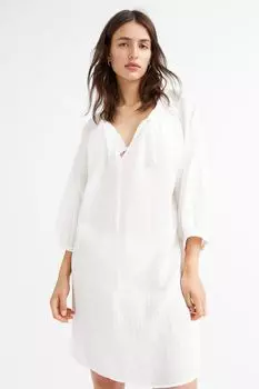 Платье с объемными рукавами H&M, белый