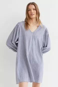 Платье с объемными рукавами H&amp;M, темно-синий/белые полосы