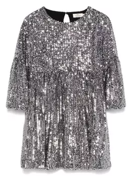 Платье с объемными рукавами и пайетками Andorine, черный